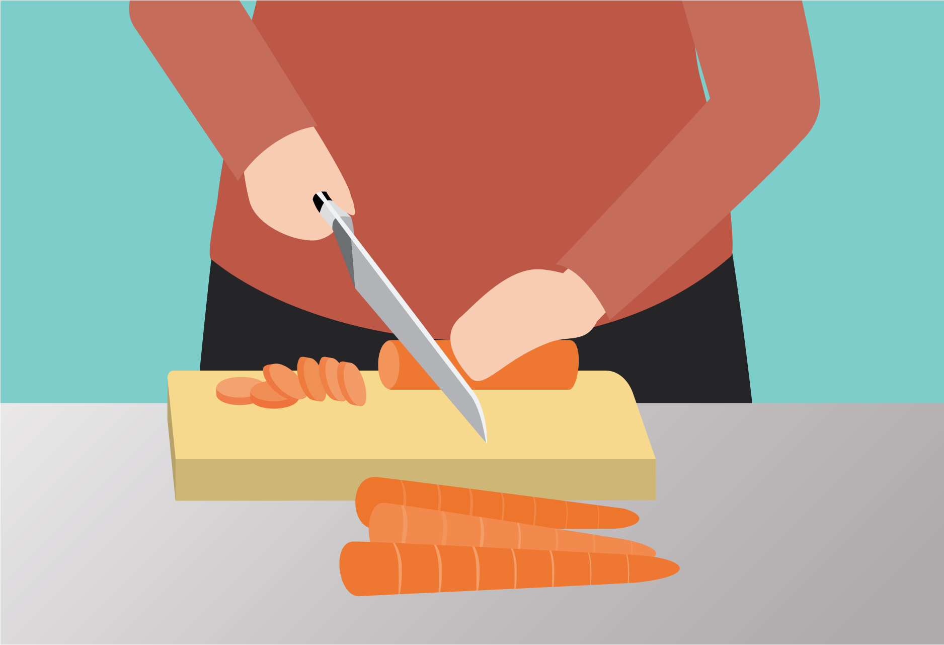 chopping carrots