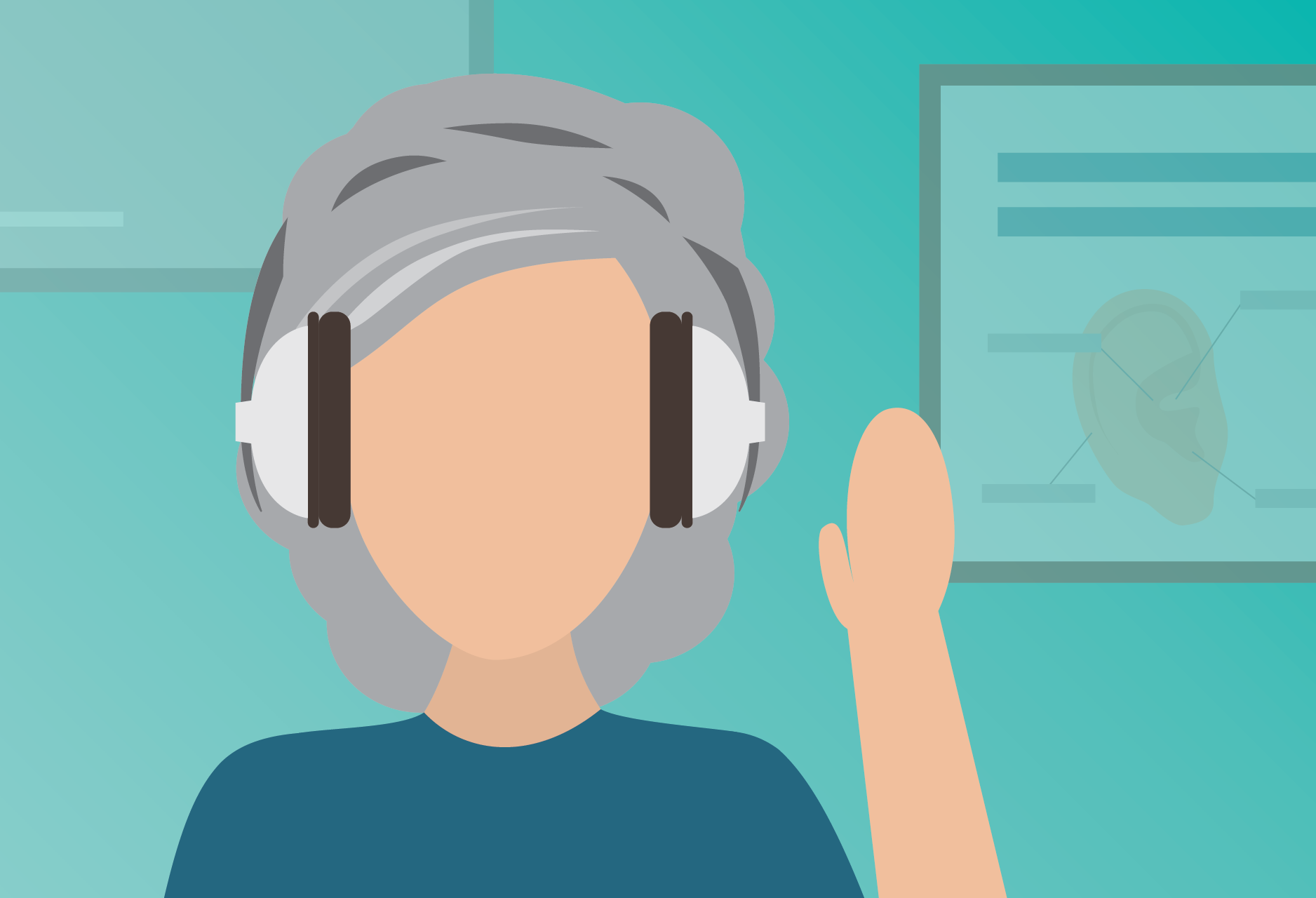 hearing test A woman with headphones on taking a hearing test