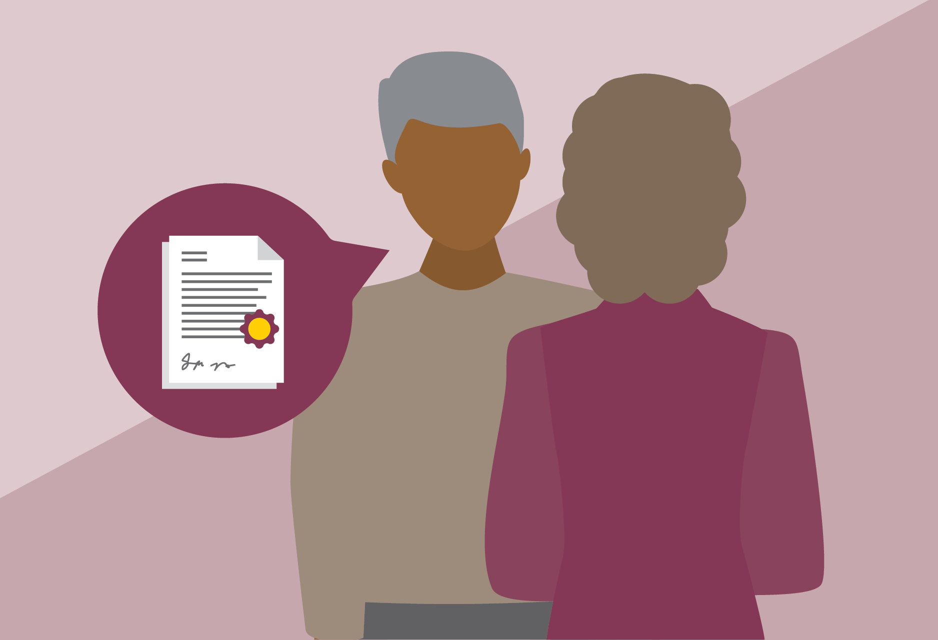 An older couple discussion advance care planning legal documents