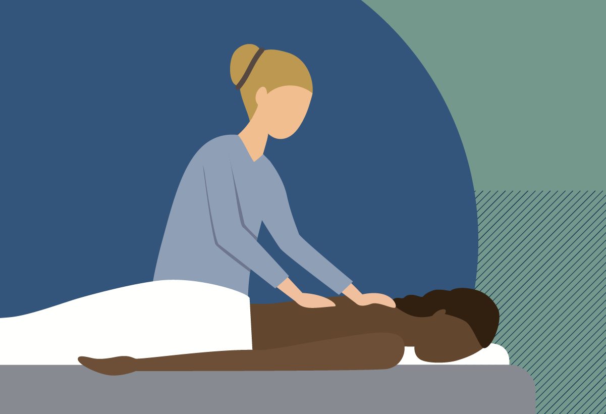 A massage therapist giving a client a massage 