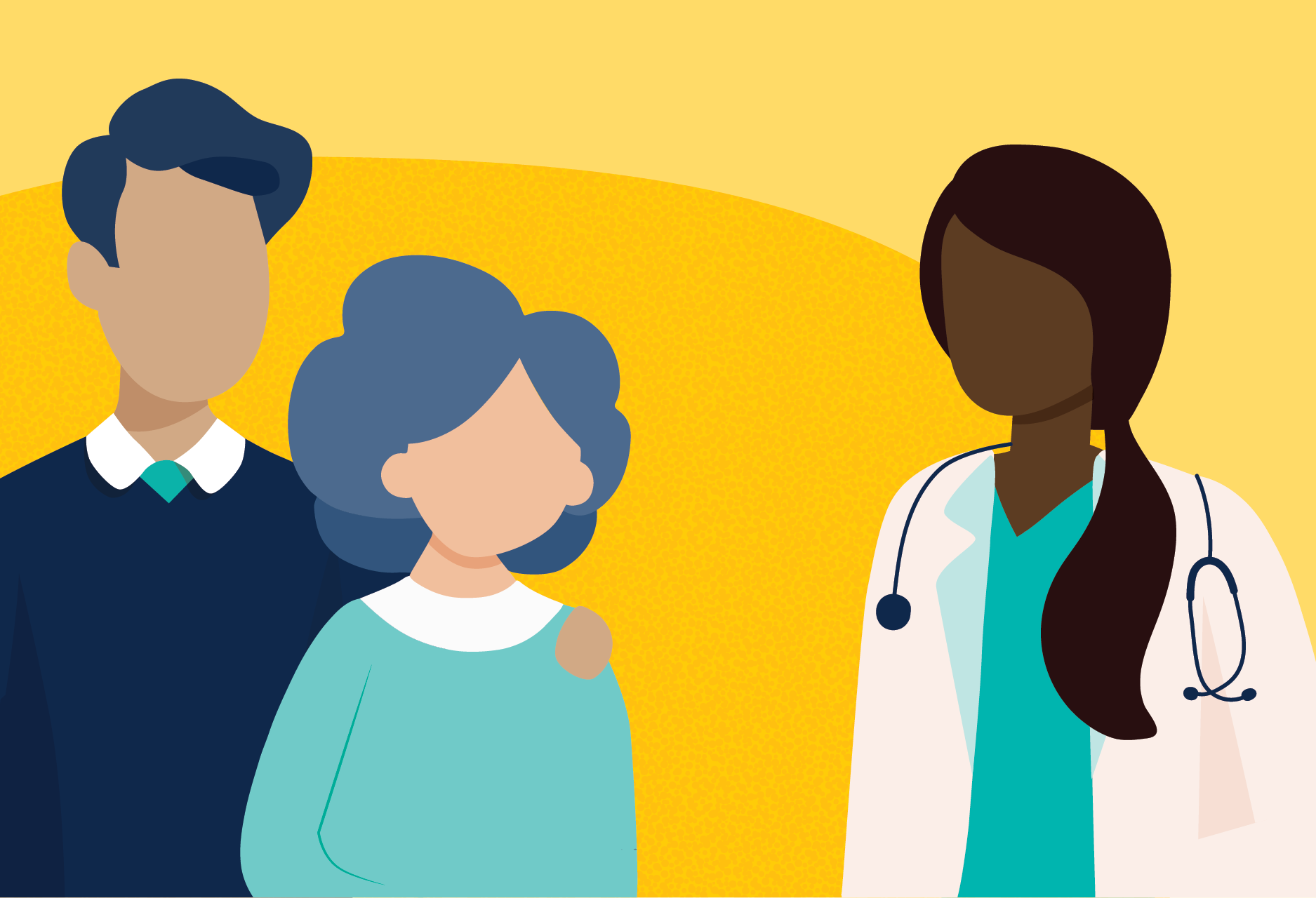 An older couple talking to a doctor