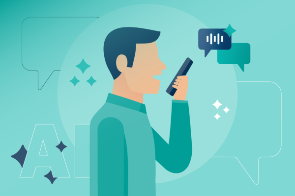 A man talking to an AI chatbot on phone
